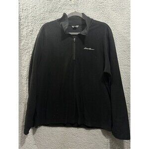 Eddie Bauer Men’s Fleece 1/4 Zip Black Pullover Large